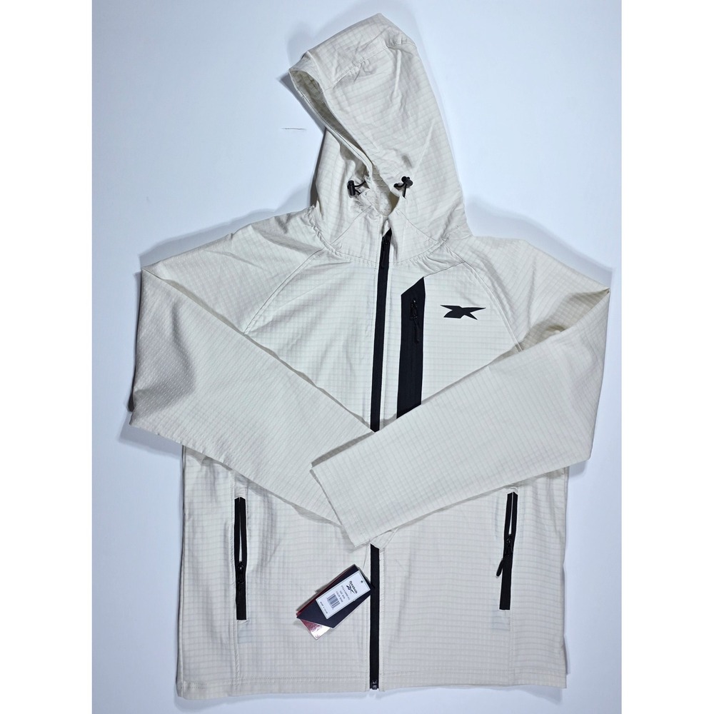 Reebok Men's Hooded Windbreaker Jacket Bone White Full Zip Size M NEW